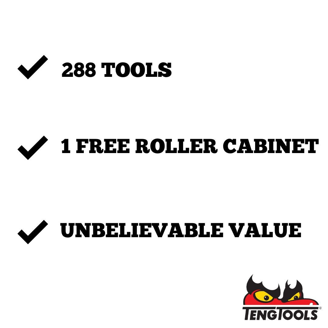 Teng Tools 288 Piece Complete Mixed General Hand Tool Kit (Mega Bundle 3) - TCW707EV-KIT4