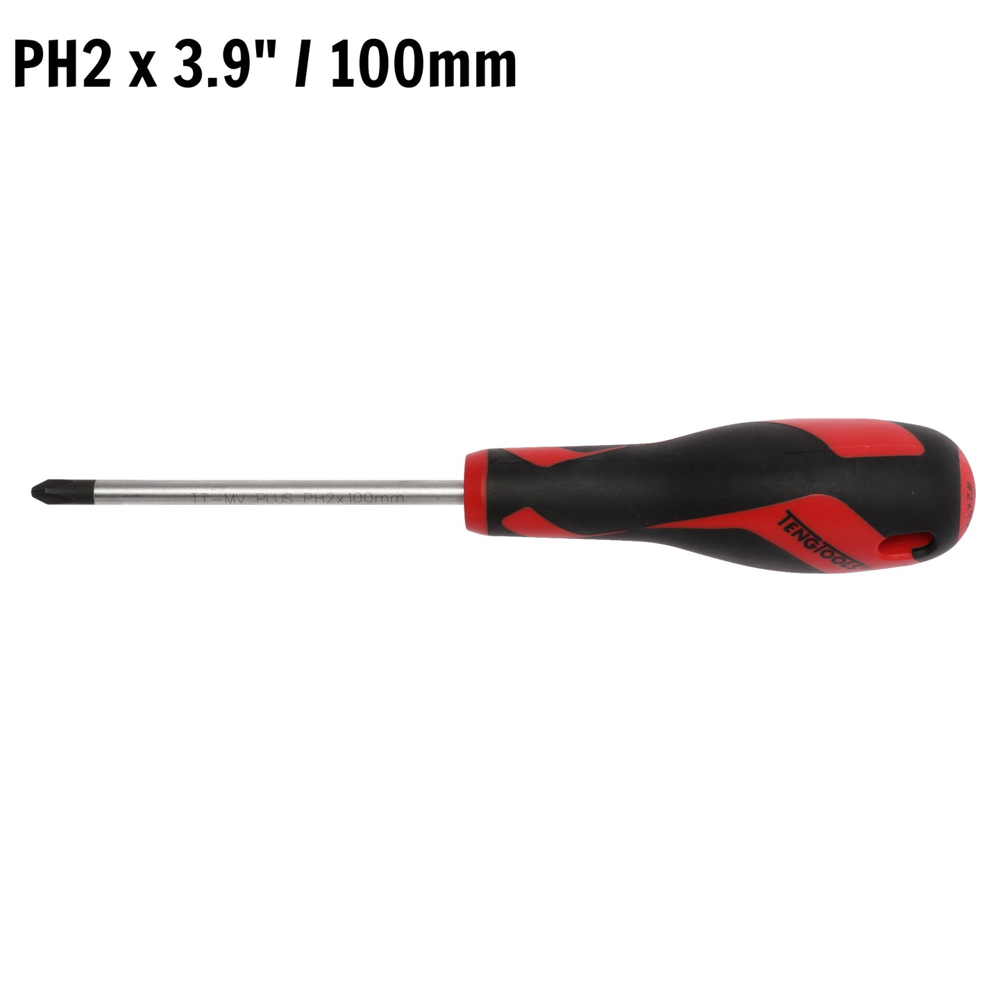 Teng Tools PH2 x 3.9 Inch/100mm Head Phillips Screwdriver + Ergonomic, Comfortable Handle - MD948N1