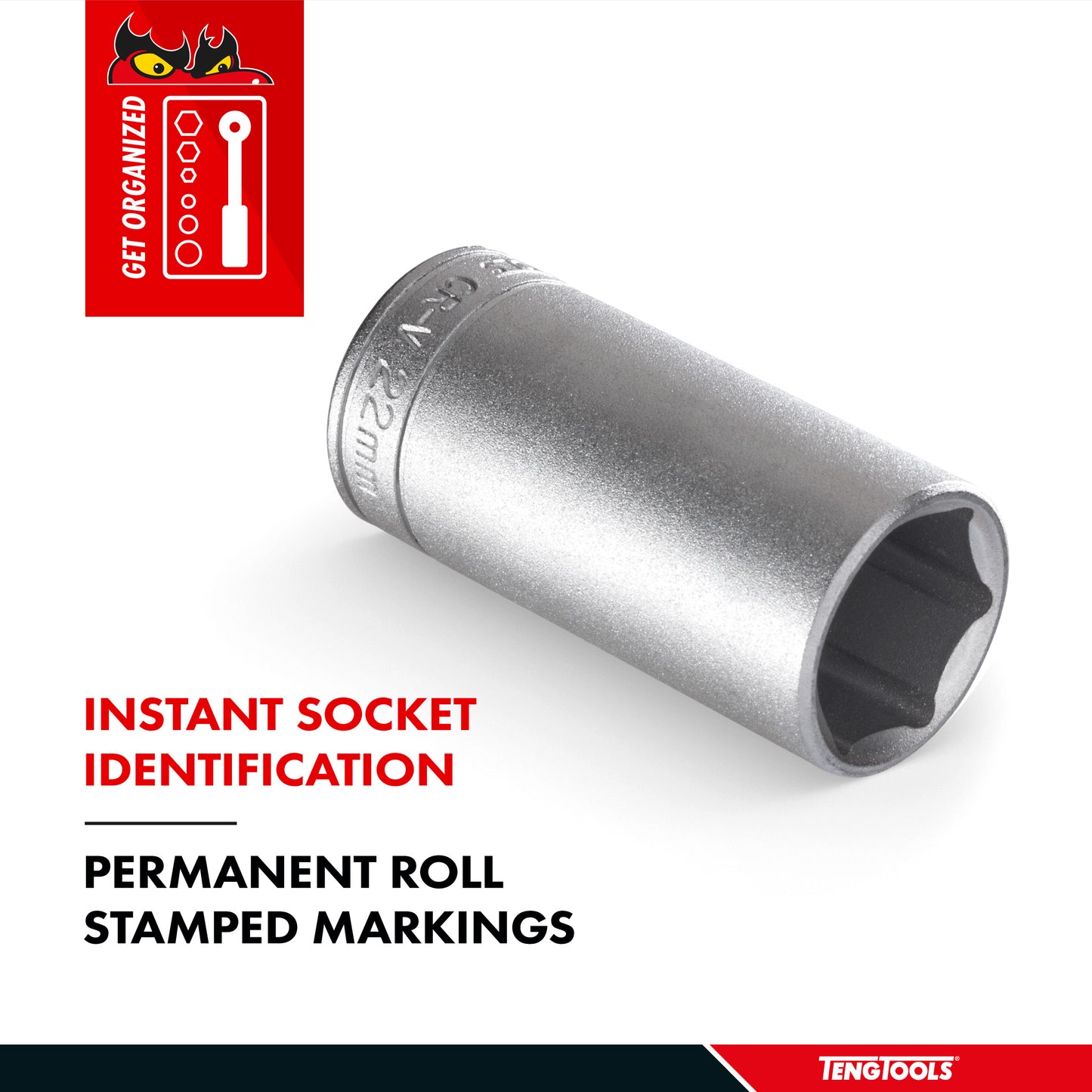 Teng Tools 6 Point SAE Deep 1/4 Inch Drive Chrome Vanadium Sockets