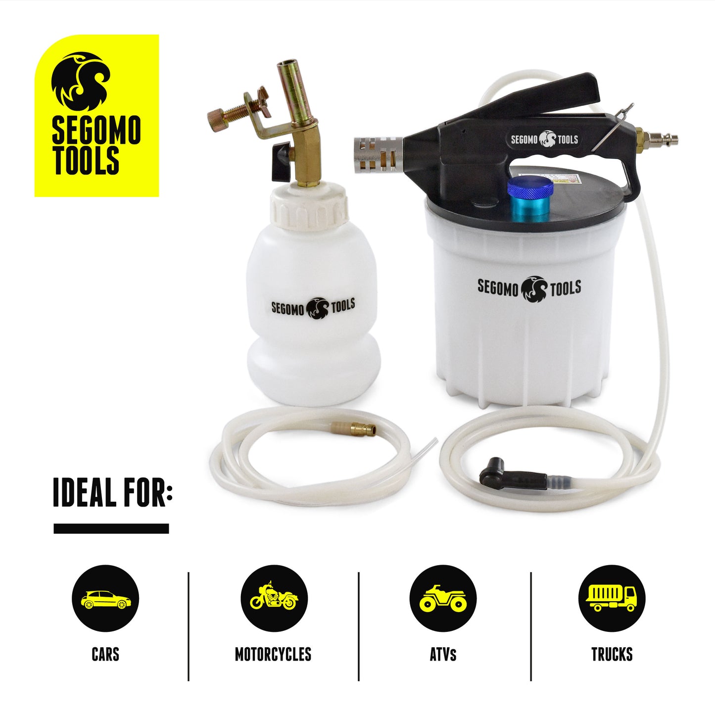 Segomo Tools 2 Liter Standard & ABS Vacuum Brake & Clutch Bleeder Fluid Extractor Pump Kit - VBB01