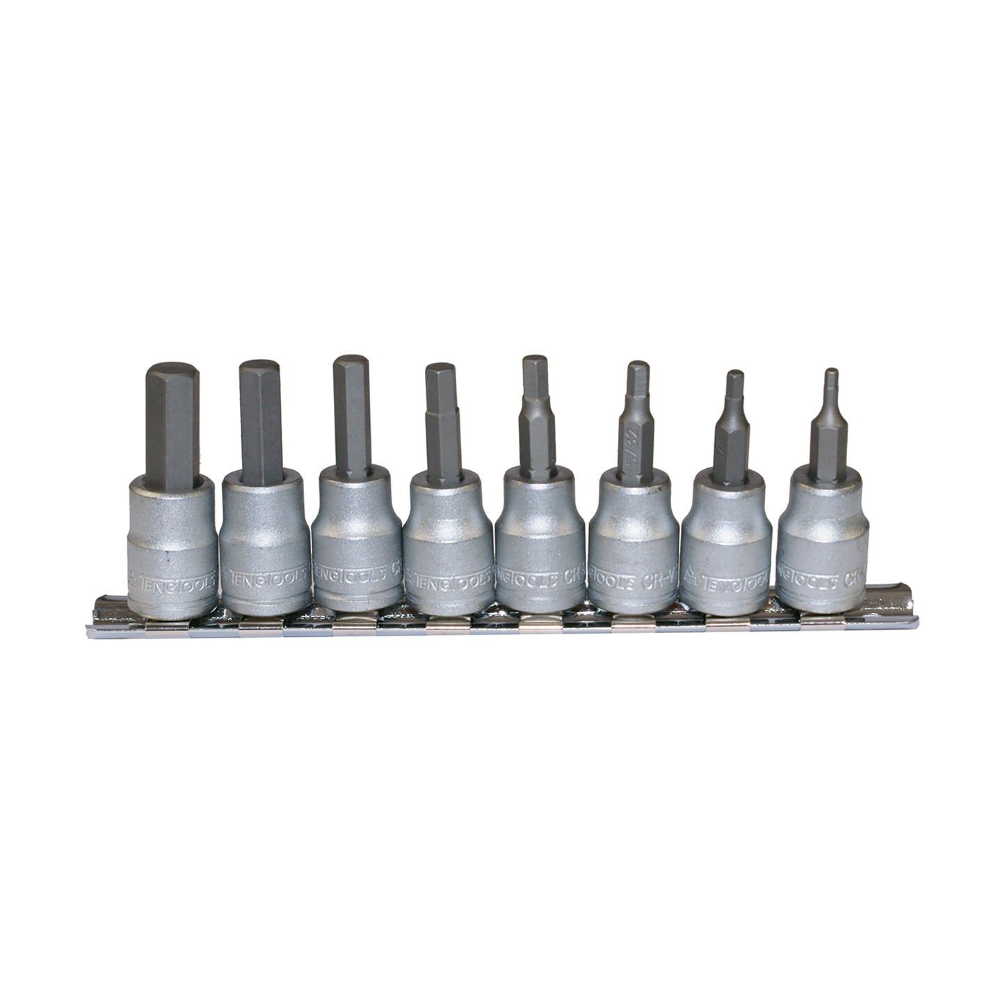 Teng Tools 8 Piece 3/8 Inch Drive SAE Hex Bit Socket Set (3/32 Inch - 3/8 Inch) - M3811