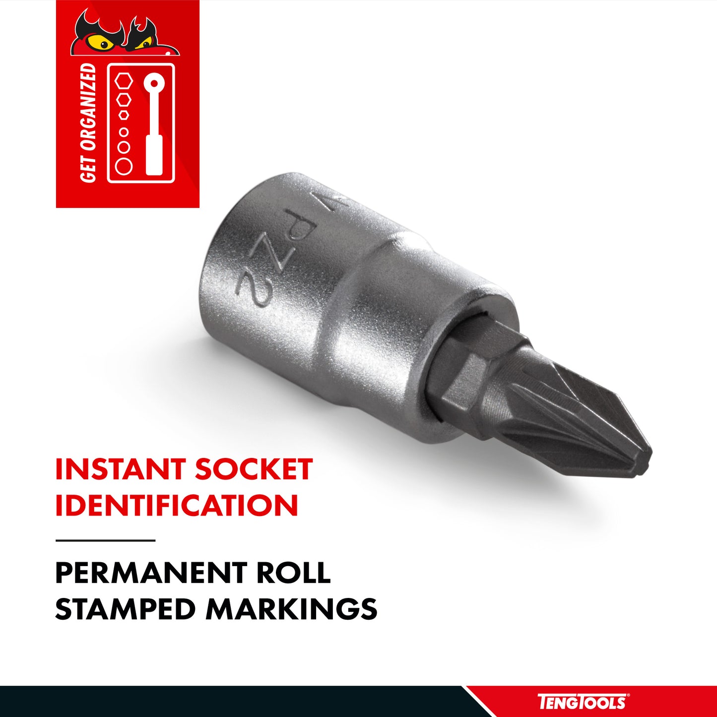 Teng Tools PZ3 1/4 Inch Drive Pozidriv Pozi PZ Chrome Vanadium Socket | Mechanic Tool | Hand Tool - M141603-C