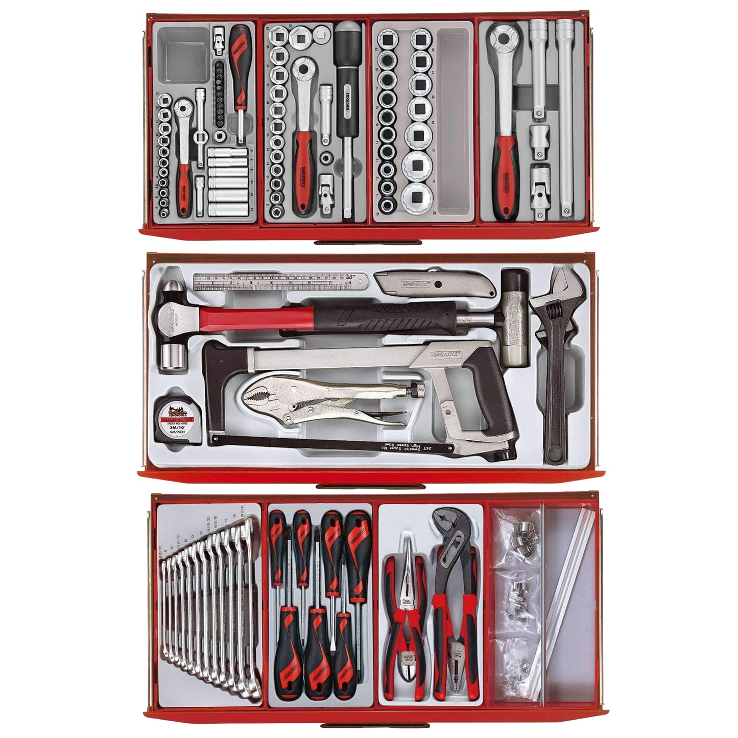 Teng Tools 140 Piece Complete Mixed Service Tool Kit + 1 Heavy Duty Toolbox Storage Case - TC8140NF