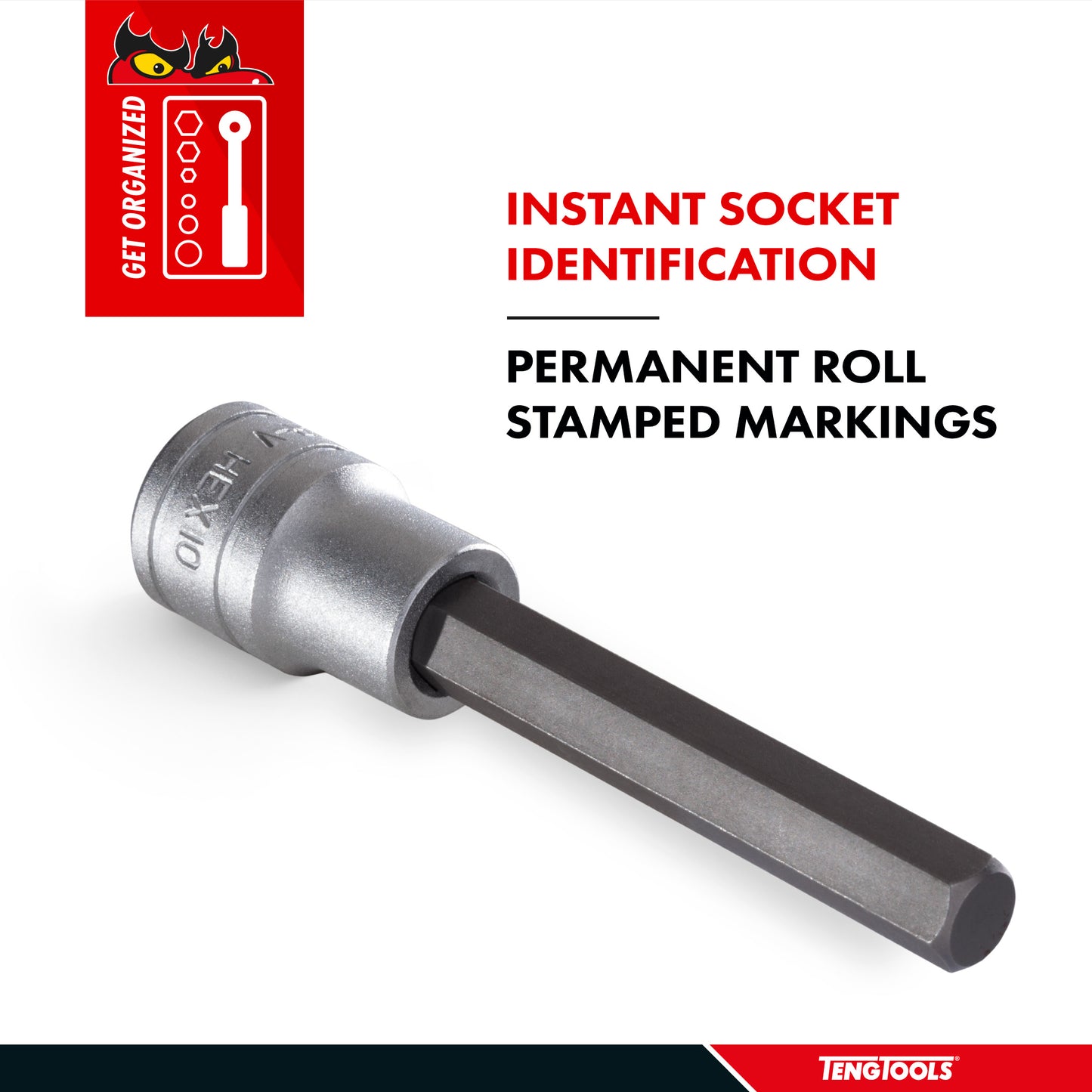 Teng Tools 1/2 Inch Drive Metric Hex 3.9 Inch Extra Long Chrome Vanadium Sockets