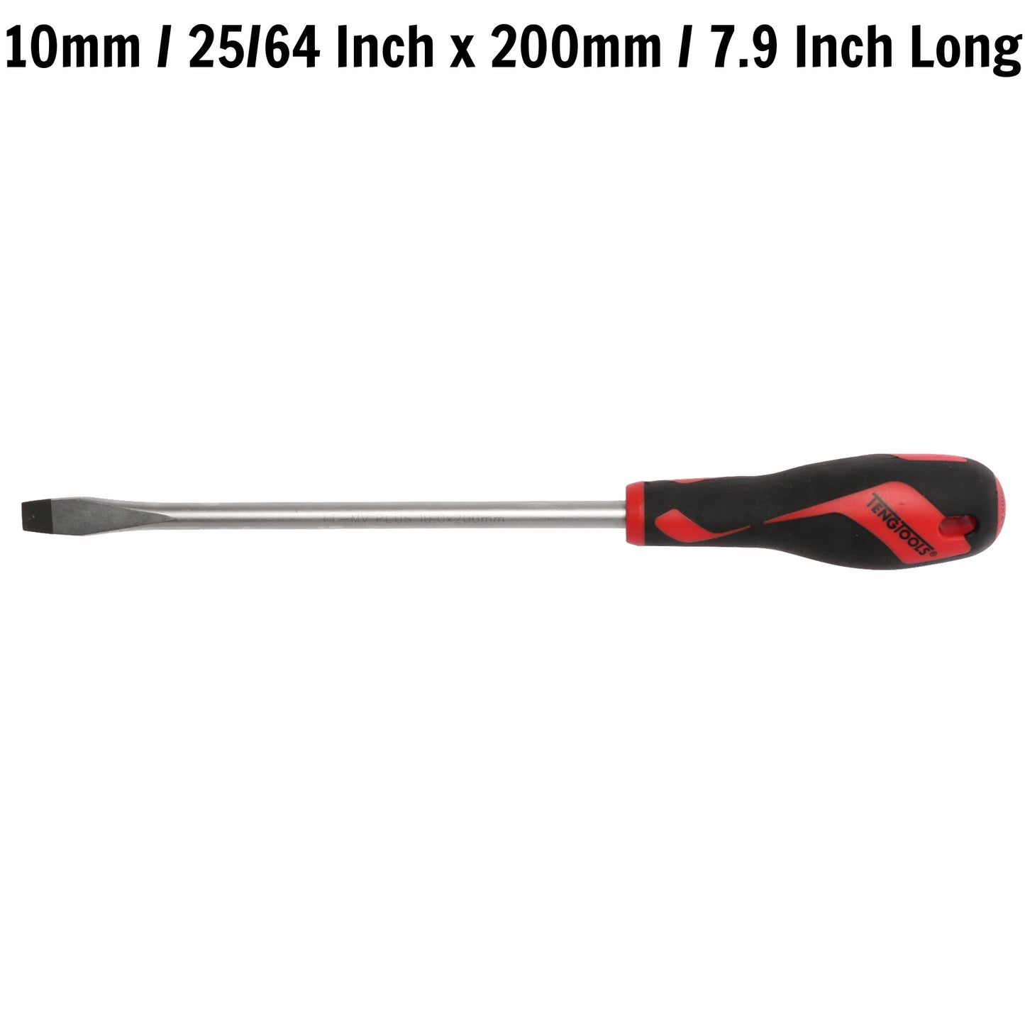 Teng Tools 10mm / 25/64 Inch x 200mm / 7.9 Inch Long Flat Type Slotted Head Screwdriver - MD930N