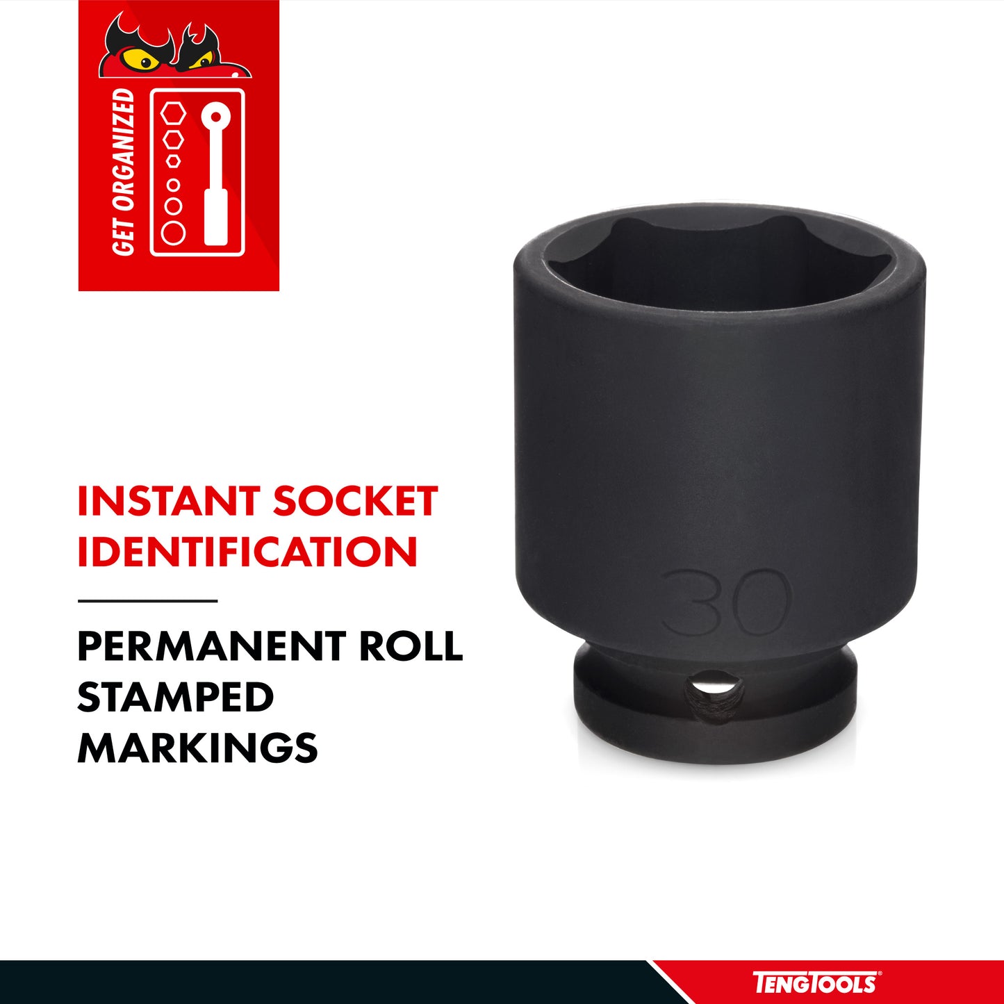 Teng Tools 1/2 Inch Drive DIN 6 Point Metric Short Reach Stubby Chrome Molybdenum Impact Sockets