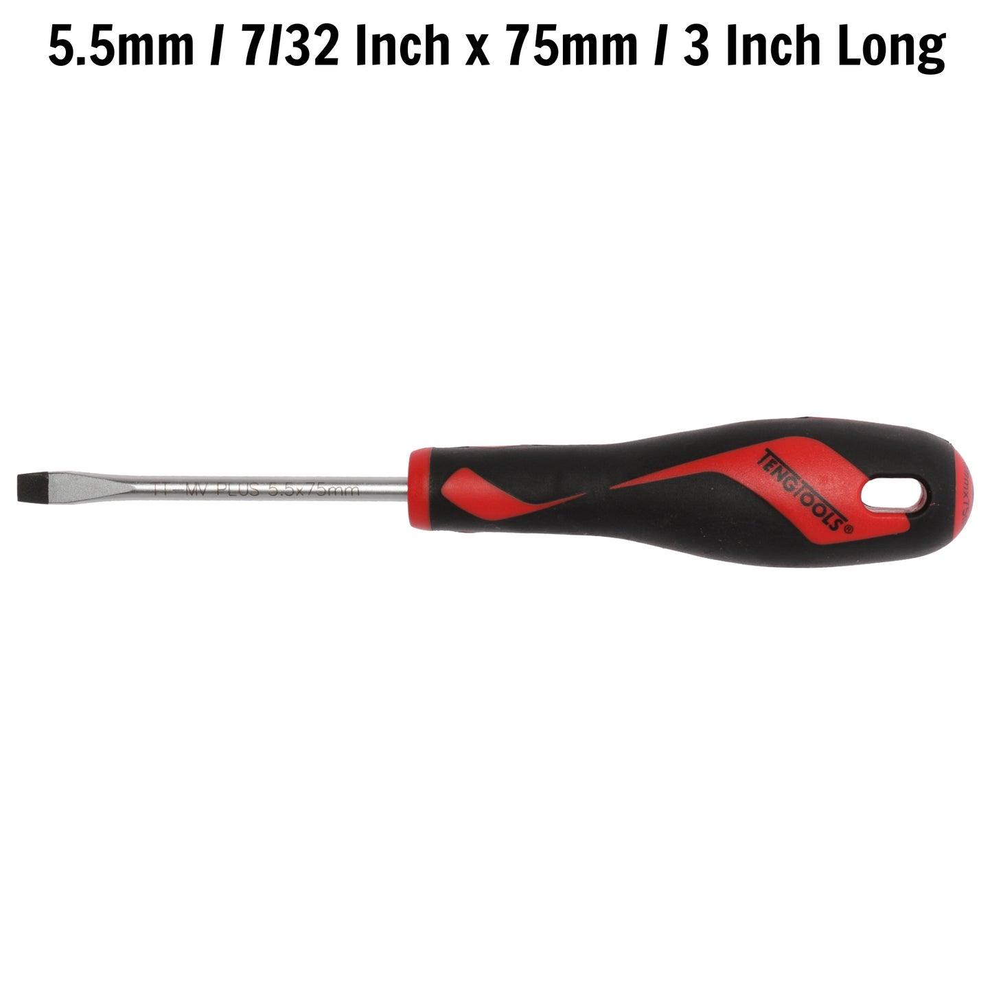 Teng Tools 5.5mm / 7/32 Inch x 75mm / 3 Inch Long Flat Type Slotted Head Screwdriver - MD922N