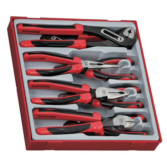 Teng Tools 8 Piece Plier Set Tool Tray (Side Cutters, Linesman, Long Nose, Water Pump) - TTD441-T