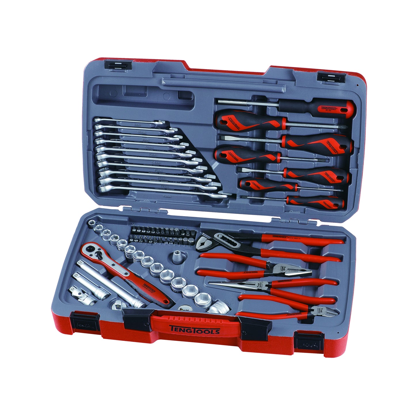 Teng Tools 67 Piece 3/8 Inch Drive 6 Point Metric Regular/Shallow Socket & Tool Set - T3867