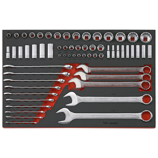 Teng Tools TTEAF62 Clé mixte SAE 62 pièces et jeu de douilles à entraînement mixte régulier/profonde