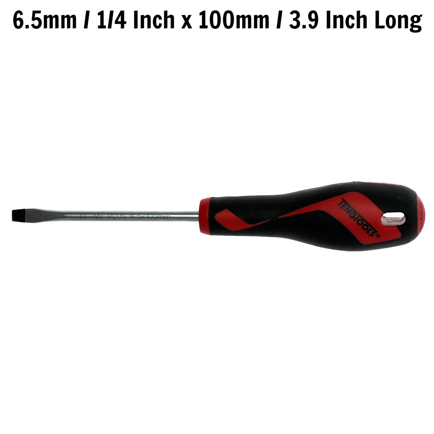 Teng Tools 6.5mm / 1/4 Inch x 100mm / 3.9 Inch Long Flat Type Slotted Head Screwdriver - MD928N1