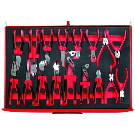 Teng Tools 17 Piece Full Drawer EVA Foam Plier Set (Cutters, Linesman, Snap Ring + More) - TTEMB17