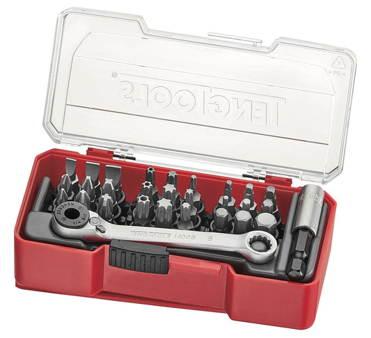 Teng Tools 29 Piece 1/4 Inch Hex Assorted Screwdriver Bits and Accessories Set - TJ1429