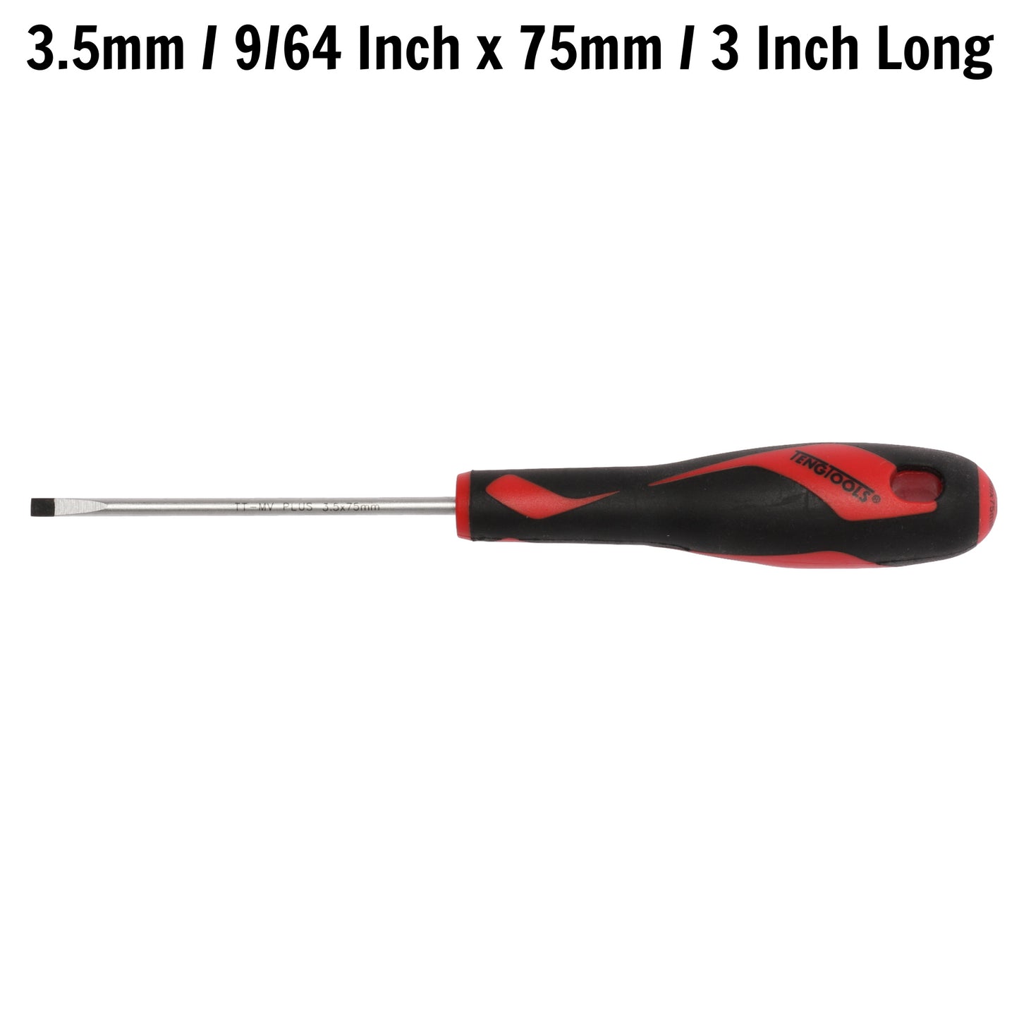 Teng Tools 3.5mm / 9/64 Inch x 75mm / 3 Inch Long Flat Type Slotted Head Screwdriver - MD916N