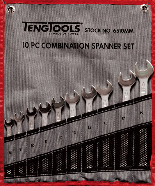 Teng Tools 10 Piece 12 Point Metric Combination Wrench Set (8MM - 19MM) - 6510MM