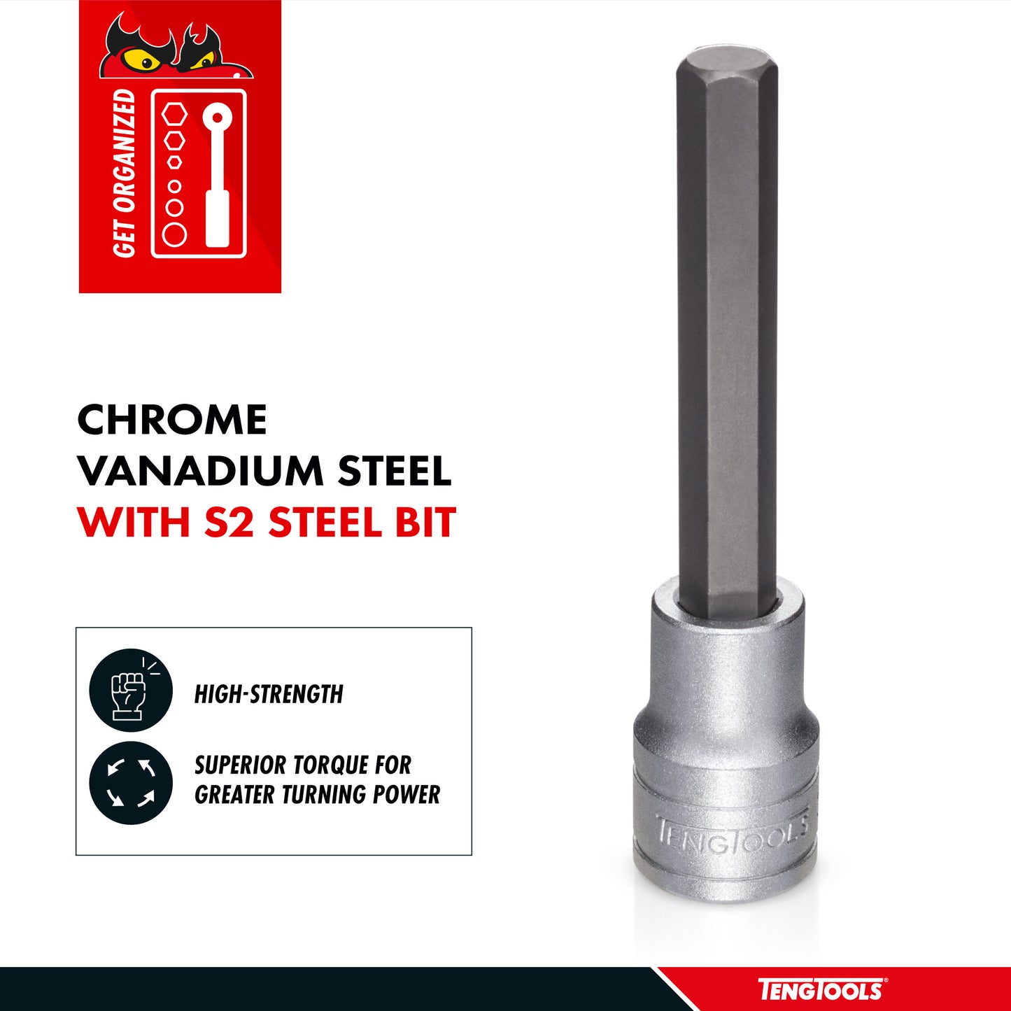 Teng Tools 1/2" Drive 4,5" de long Douilles hexagonales en chrome vanadium