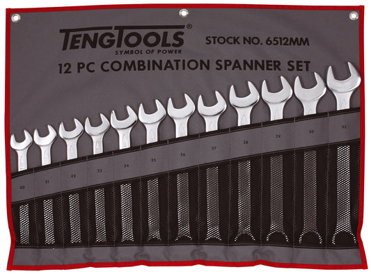 Teng Tools 12 Piece 12 Point Metric Combination Wrench Set (20MM - 32MM) - 6512MM