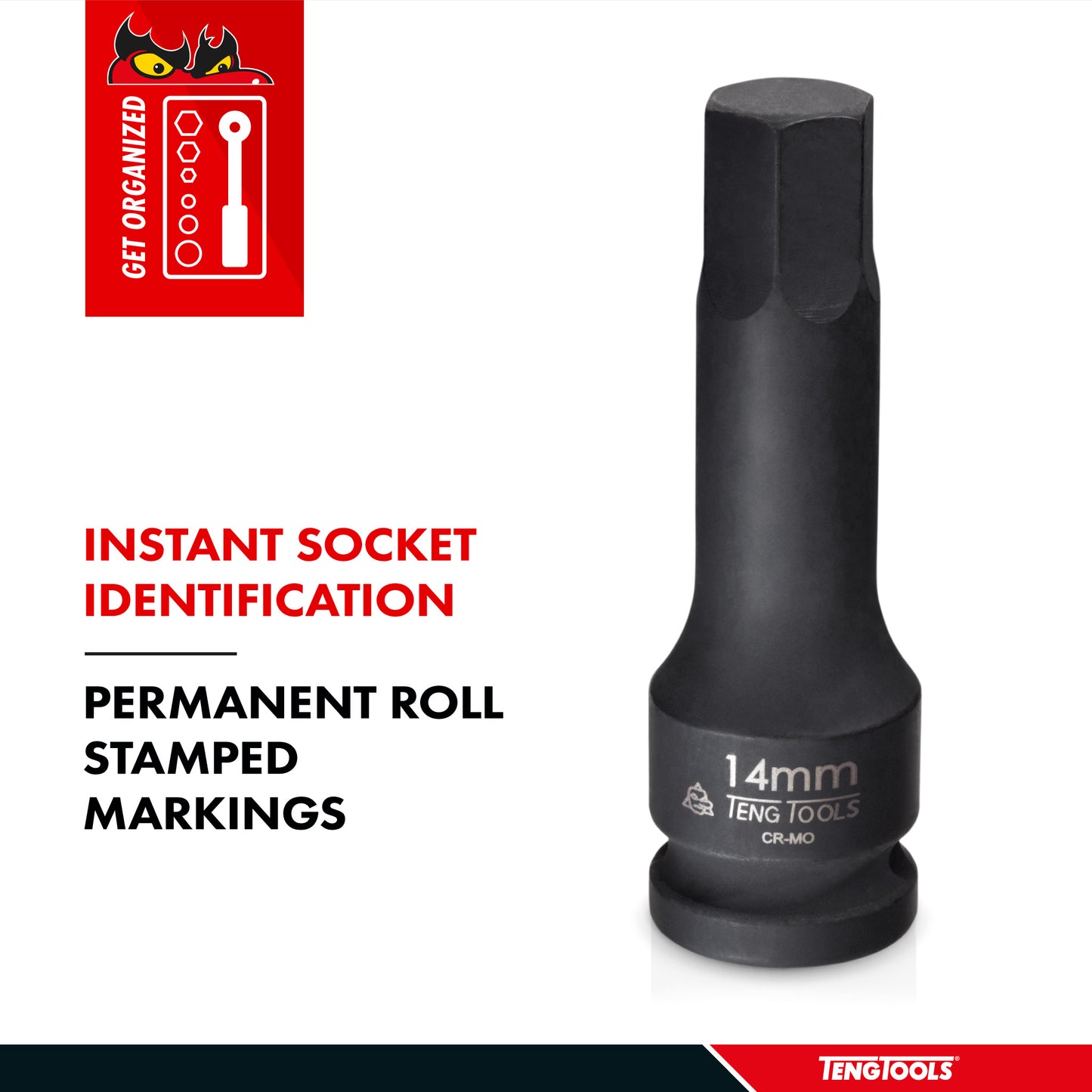 Teng Tools SAE 1/2 Inch Drive Hex Chrome Molybdenum Impact Sockets