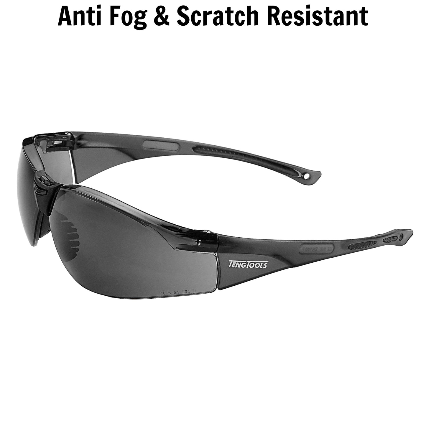 Teng Tools Anti Fog, Scratch Resistant Sports Inspired Safety Glasses With Grey Lenses - SG713G