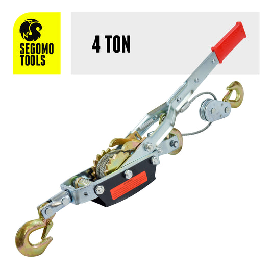 Segomo Tools 2 & 4 Ton Ton Heavy Duty 3 Hook Steel Cable Dual Gear Power Ratchet Come Along Puller Winch Tools