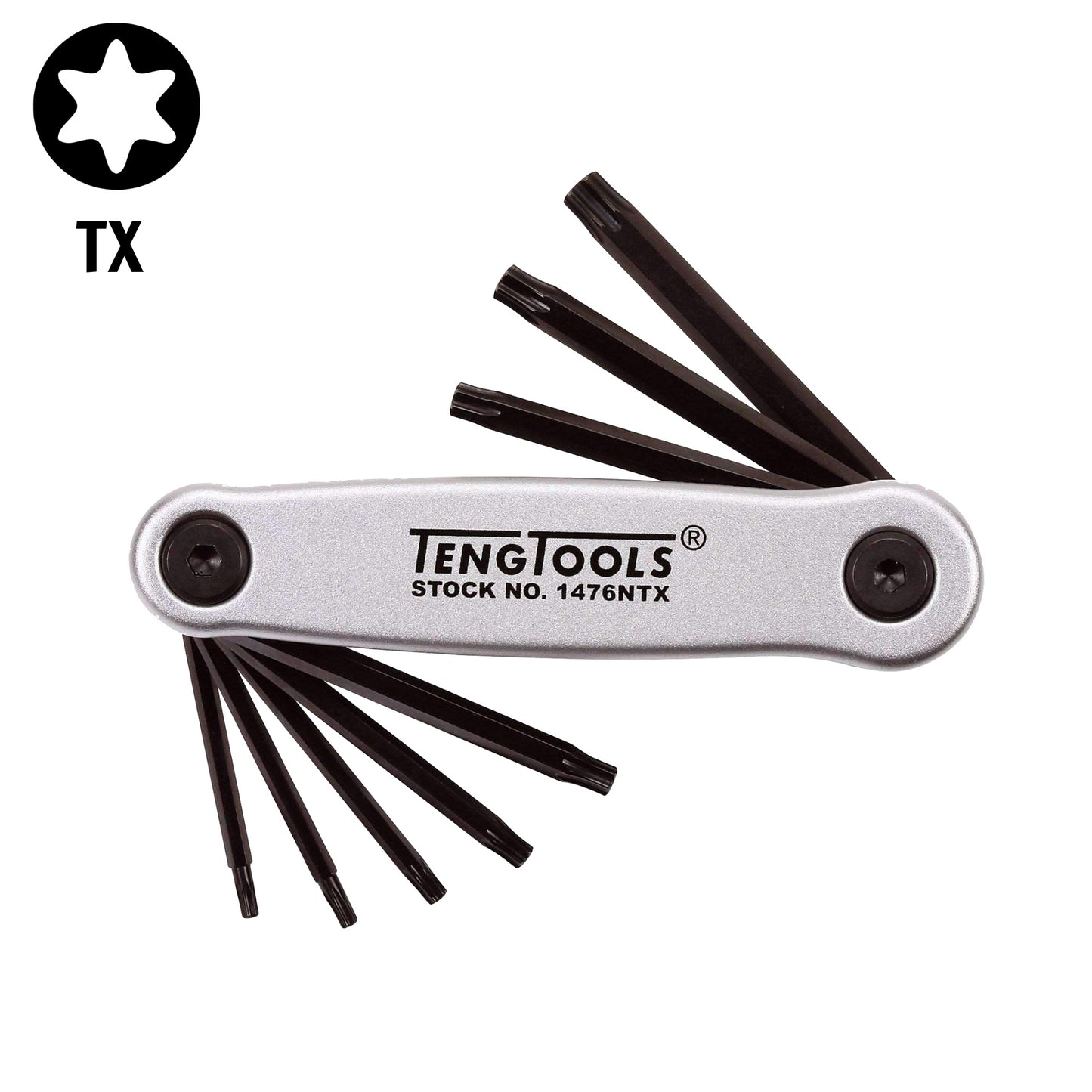 Teng Tools 8 Piece Industrial Grade Retractable Torx Key / Allen Wrench Set (TX9 - TX40) - 1476NTX