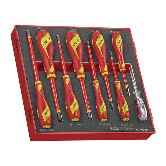 Teng Tools 9 Piece 1000 Volt Insulated Flat, PH & PZ Type EVA Foam Screwdriver Set - TEDV909N