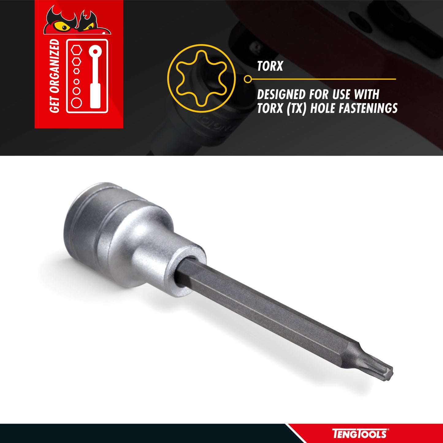 Teng Tools 1/2 Inch Drive Metric Torx TX 3.9 Inch Extra Long Chrome Vanadium Sockets