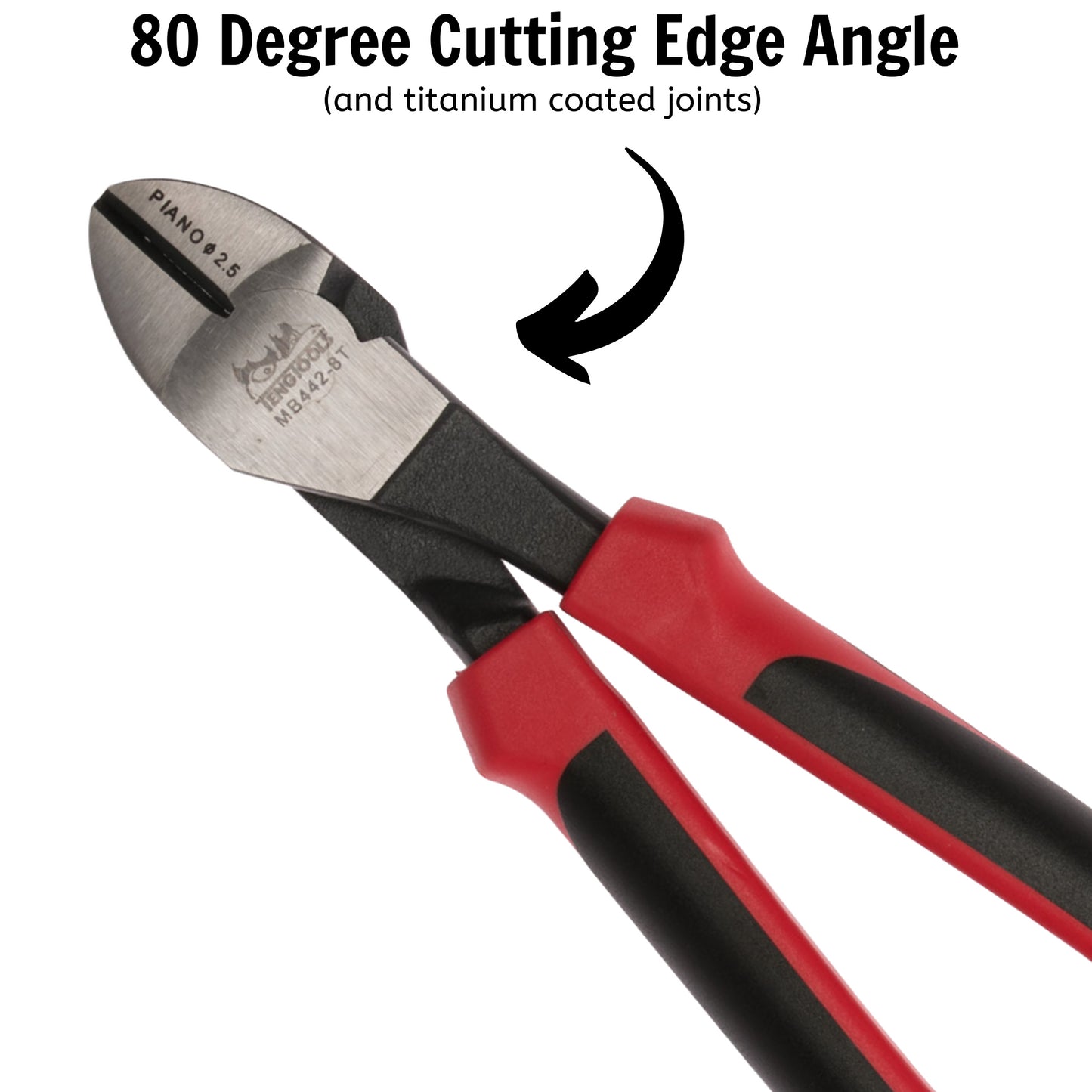 Teng Tools 8 Inch Heavy Duty Precision Side Cutting Pliers With TPR Grip Handles - MB442-8T