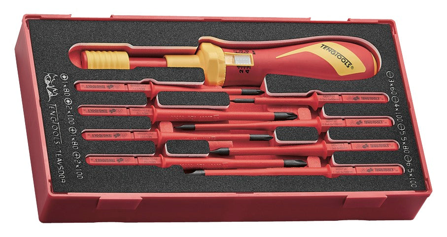 Teng Tools 9 Piece 1,000 Volt Insulated Torque Screwdriver Set - TEAVSD09