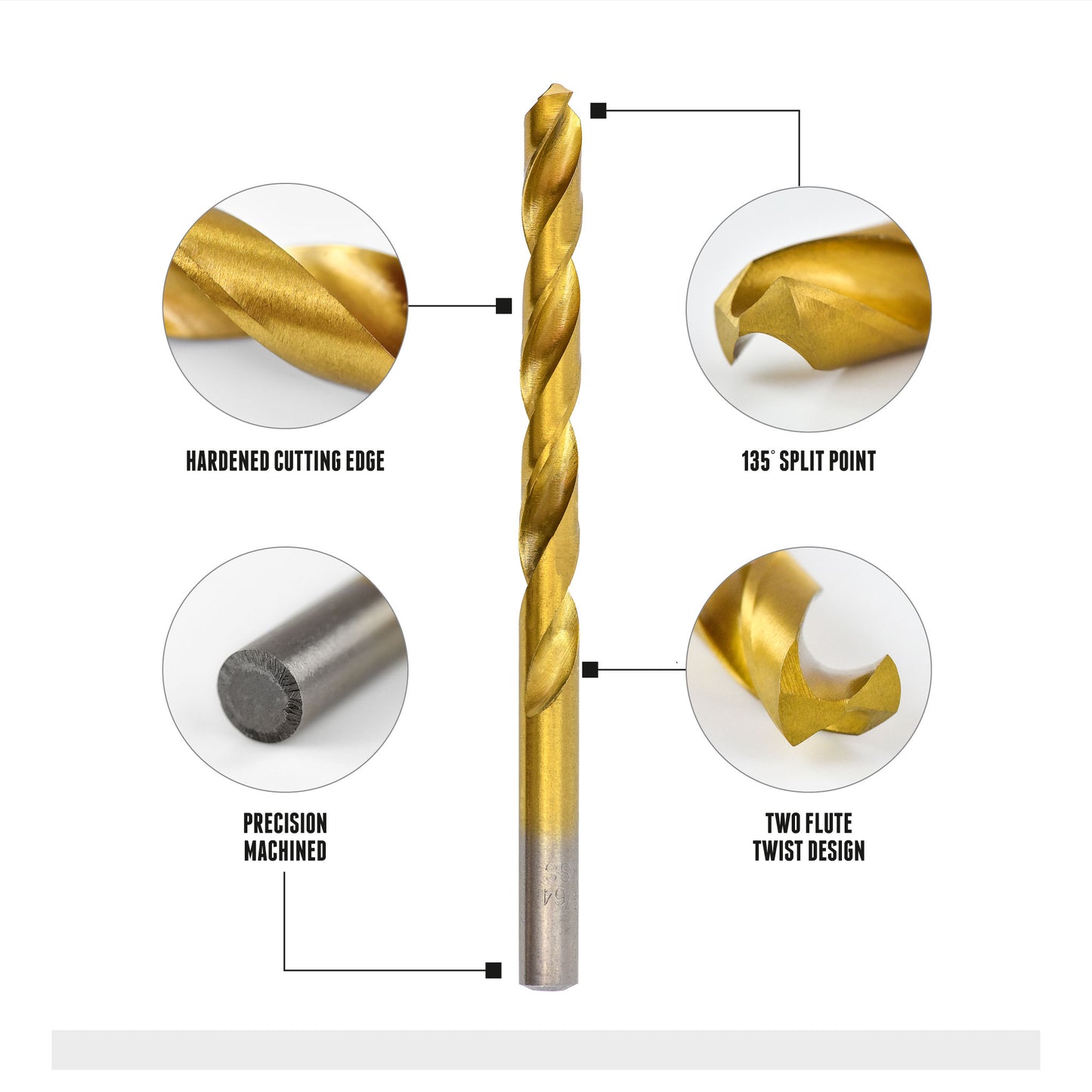 Segomo Tools 230 Piece 135 Degree High Speed HSS Titanium Coated Twist/Spiral Drill Bit Set  - DB230