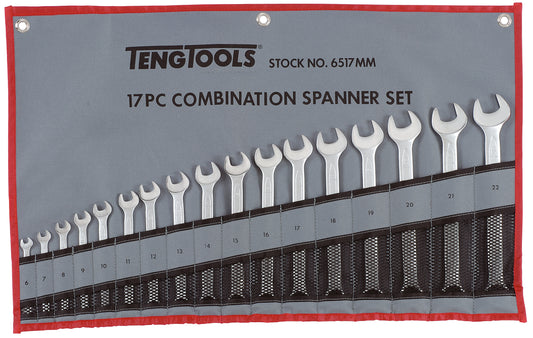 Teng Tools 17 Piece 12 Point Metric Combination Wrench Set (6MM - 22MM) - 6517MM