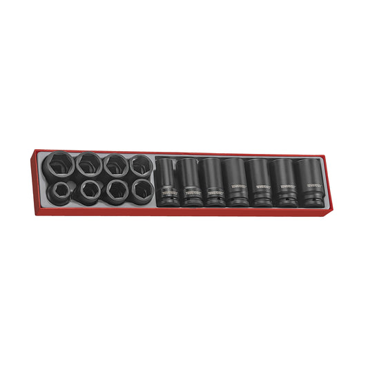 Teng Tools 15 Piece 3/4 Inch Drive 6 Point Regular & Deep Impact Socket Set - TTX9415