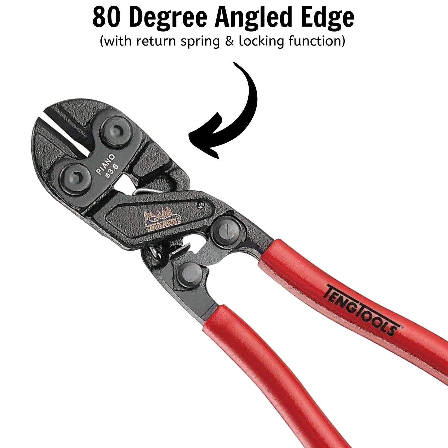 Teng Tools Mini 8 Inch Bolt Cutters with Dipped Handle and 80 Degree Cutting Angle