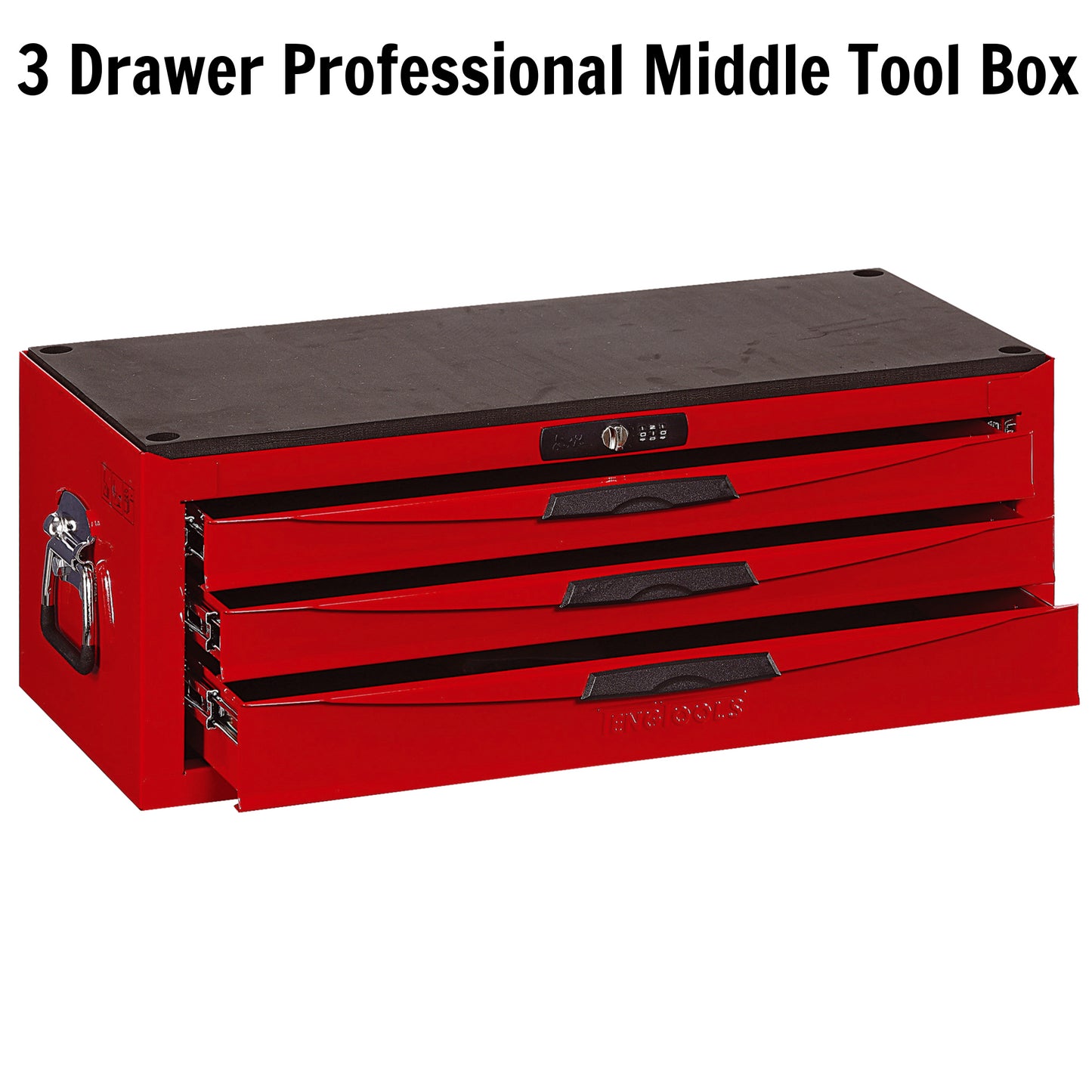 Teng Tools 3 Drawer Professional Portable Steel Lockable Red N Series Middle Tool Box - TC803N