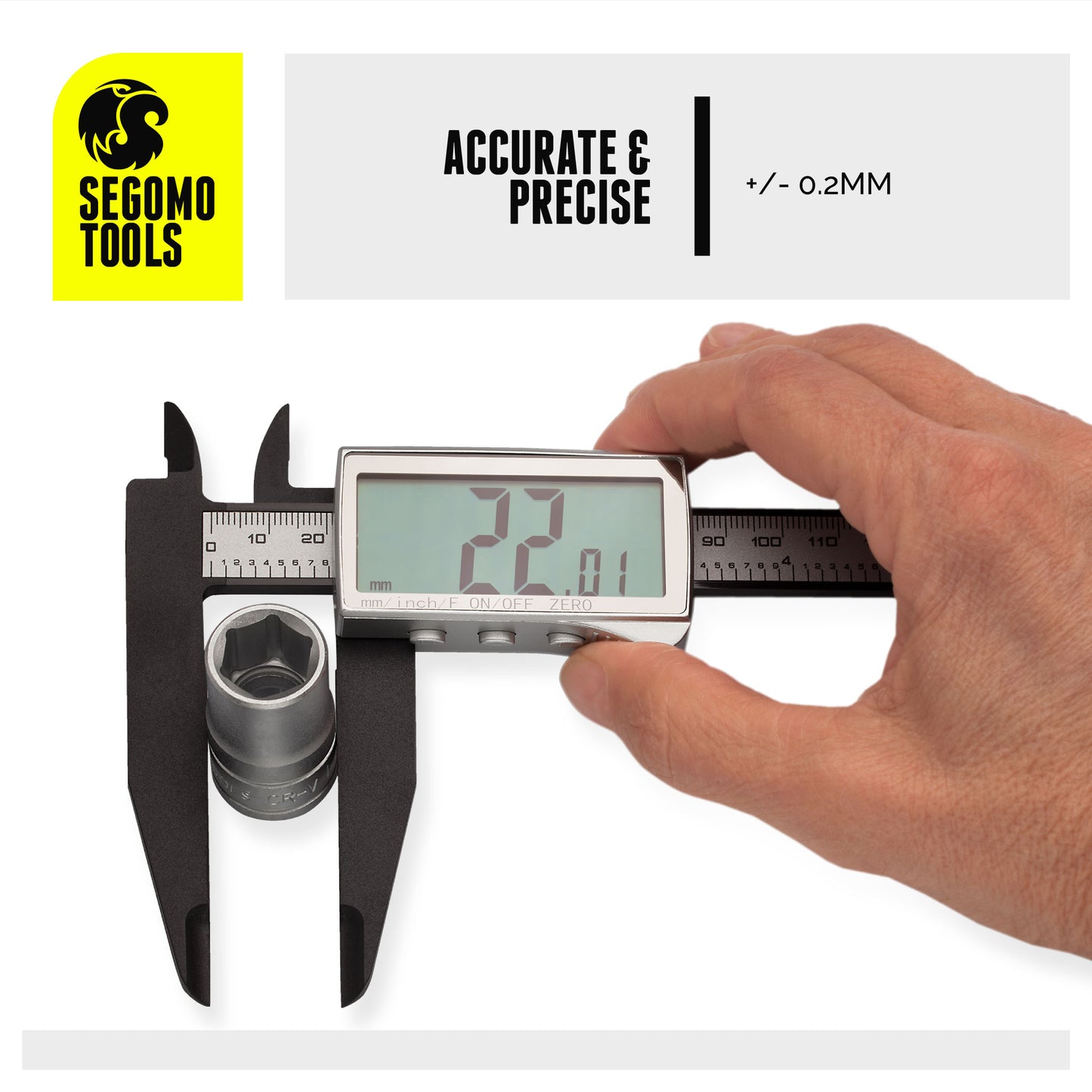 Segomo Basics 6 & 8 Inch Basic Line Electronic Digital Calipers: Inch, Fractions, Millimeter Conversion