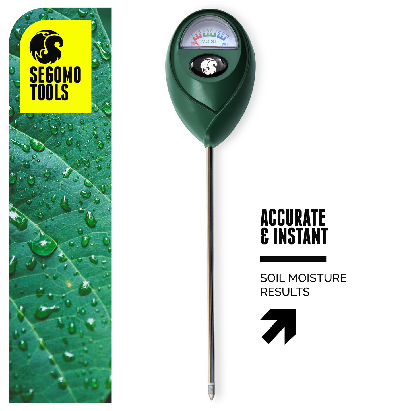 Segomo Tools Soil Moisture Hygrometer Sensor & Reader (For Gardening, Plants, Lawns, Farms) - SMR01