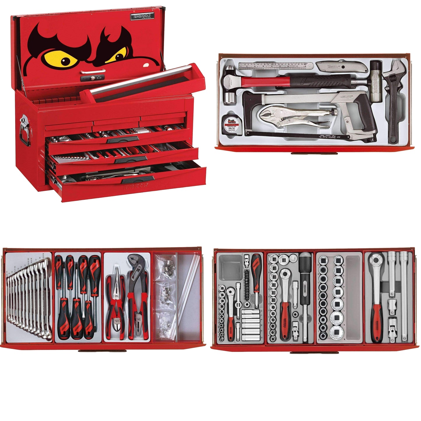 Teng Tools 140 Piece Complete Mixed Service Tool Kit + 1 Heavy Duty Toolbox Storage Case - TC8140NF