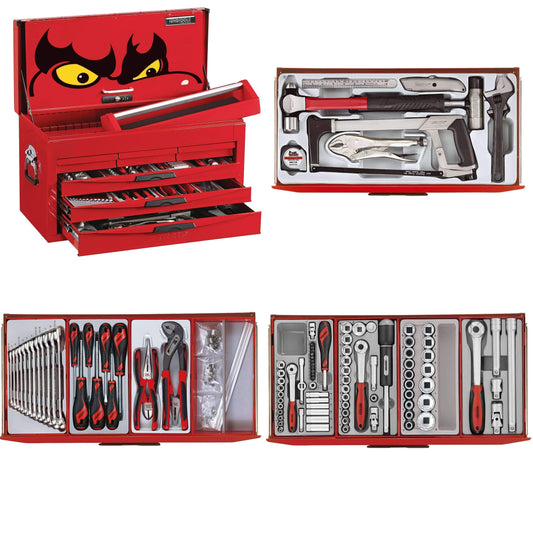 Teng Tools 140 Piece Complete Mixed Service Tool Kit + 1 Heavy Duty Toolbox Storage Case - TC8140NF