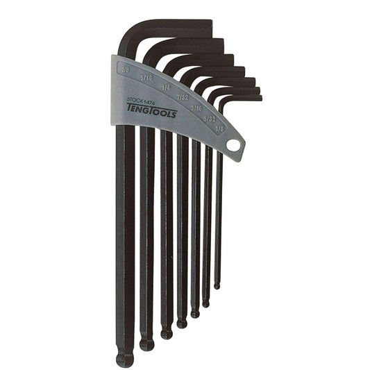 Teng Tools 7 Piece Black SAE Ball Point Hex Key / Allen Wrench Set (1/8 Inch - 3/8 Inch) - 1474