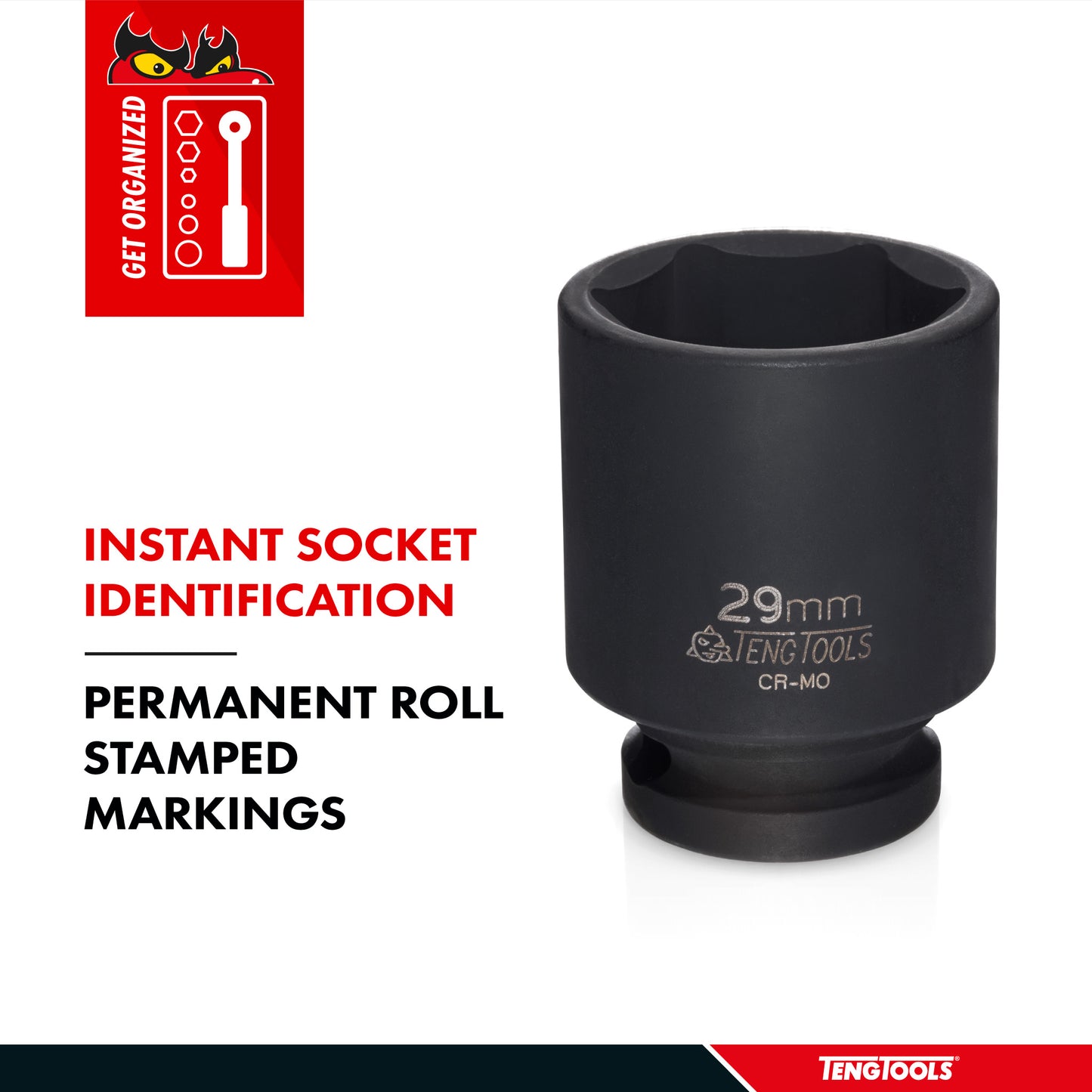 Teng Tools 1/2 Inch Drive 6 Point Metric Shallow Chrome Molybdenum Impact Sockets