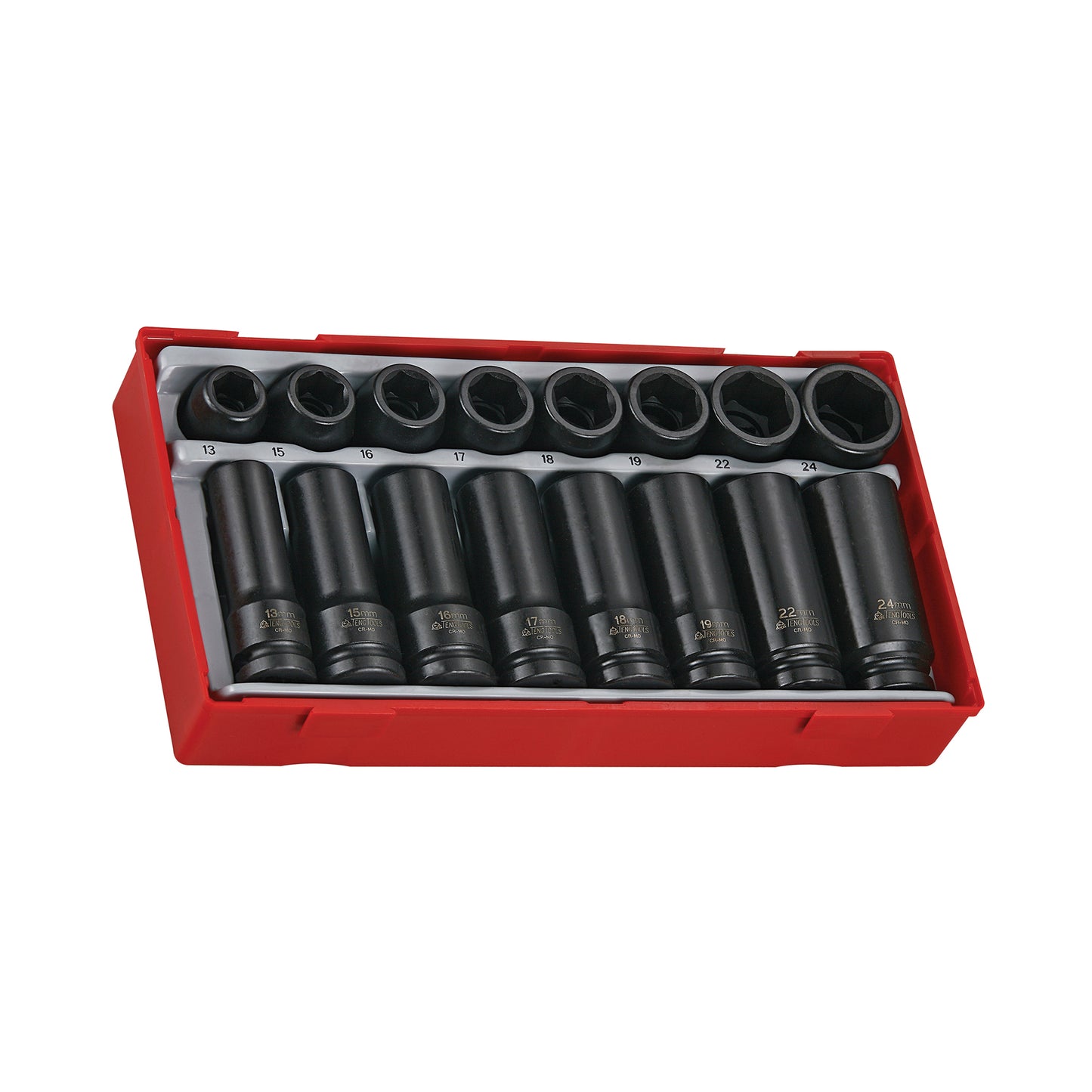 Teng Tools 20 Piece 1/2 Inch Drive 6 Point Regular and Deep Impact Socket Set - TT9120DN