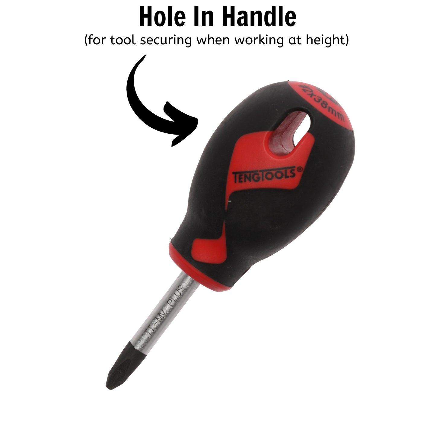 Teng Tools PH2 x 1.5 Inch / 38mm Head Phillips Screwdriver + Ergonomic, Comfortable Handle - MD948N