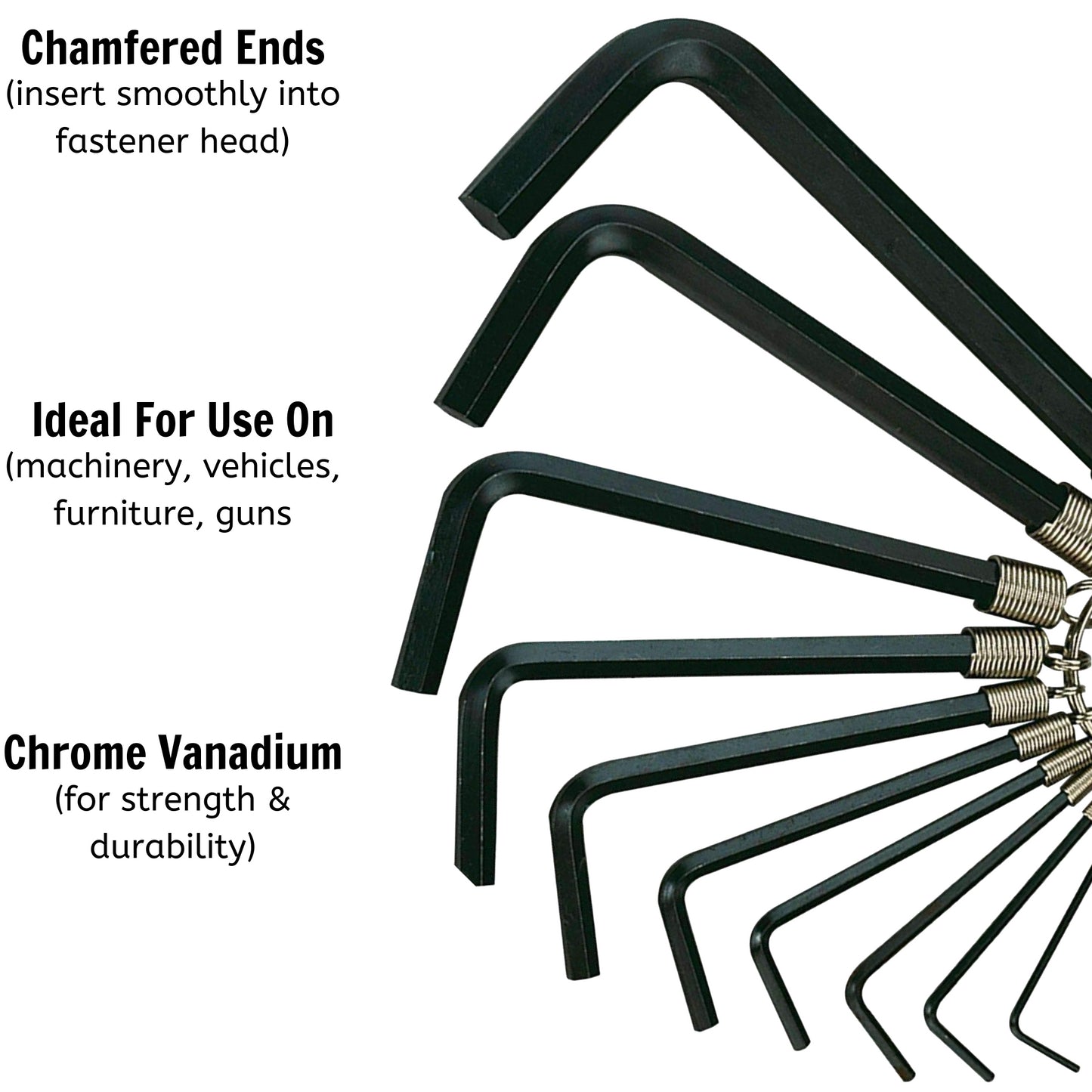 Teng Tools 10 Piece SAE Industrial Grade Hex Key / Allen Wrench Set (1/16 Inch - 3/8 Inch) - 1424