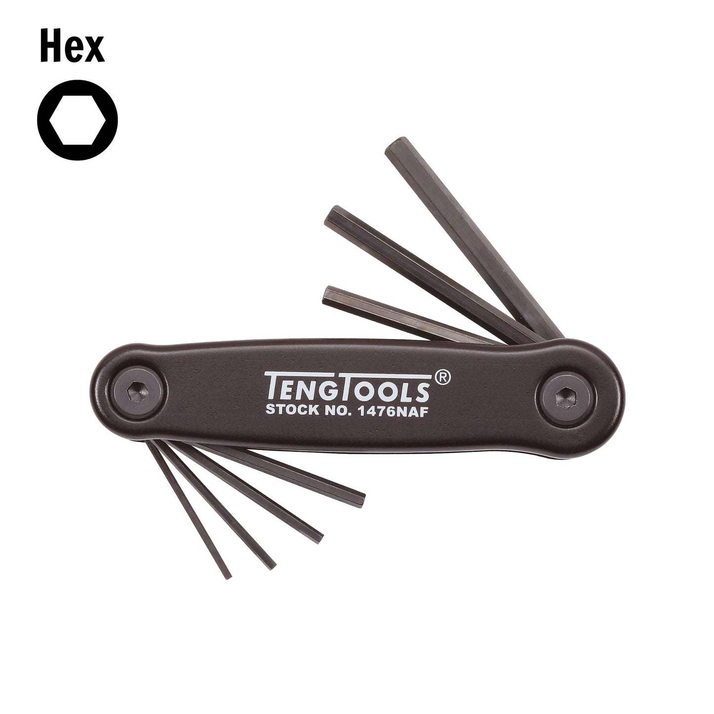 Teng Tools 7 Piece Black SAE Retractable Hex Key/Allen Wrench Set (1/16 Inch - 7/32 Inch) - 1476NAF