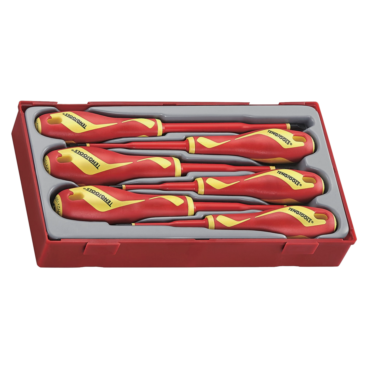 Teng Tools 6 Piece 1000 Volt Flat (Slotted), Phillips (PH), Pozidriv (PZ) Insulated Screwdriver Set | Electricians Tool | Insulated Tool | Electrical Tool - TTV706N