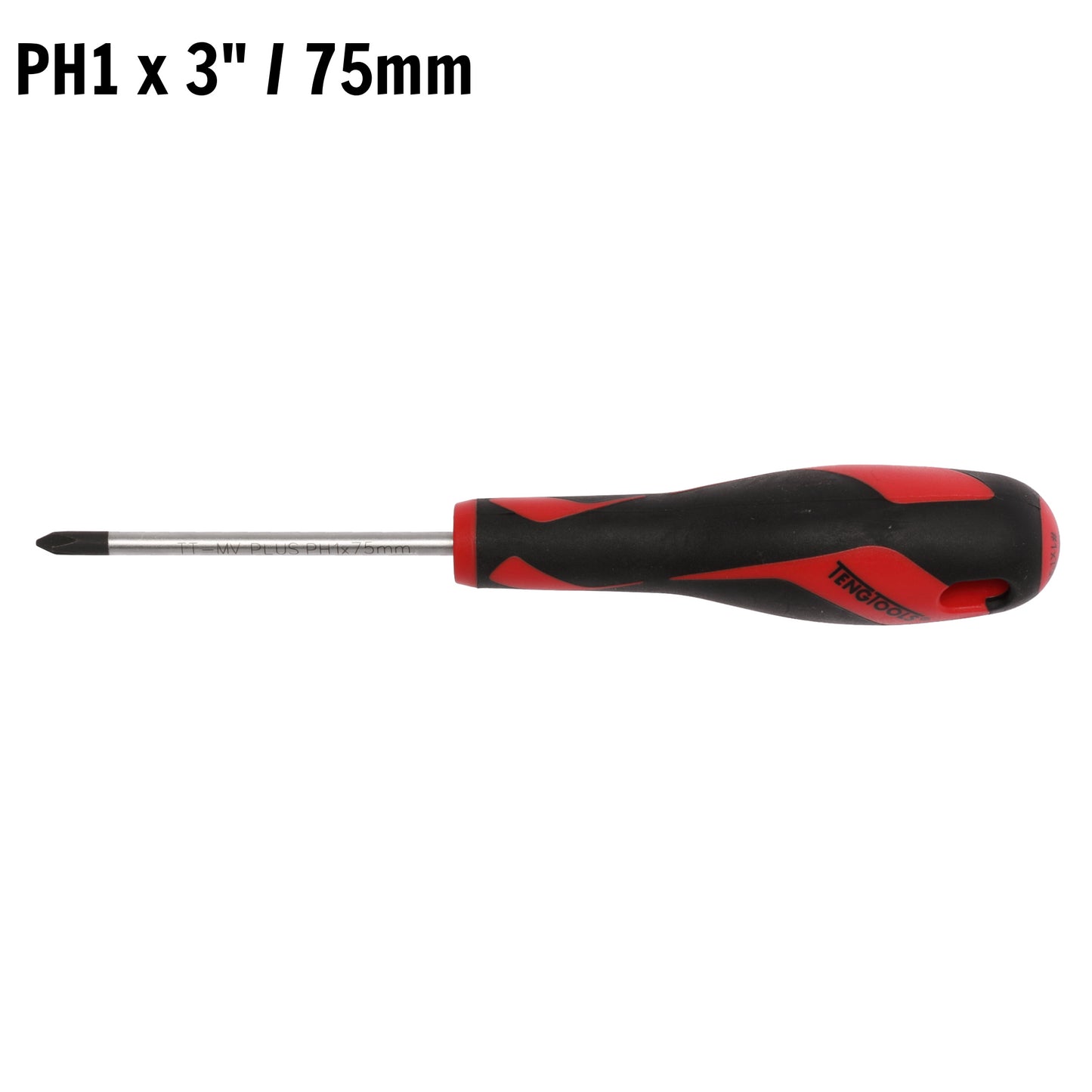 Teng Tools PH1 x 3 Inch/75mm Head Phillips Screwdriver with Ergonomic, Comfortable Handle - MD947N1