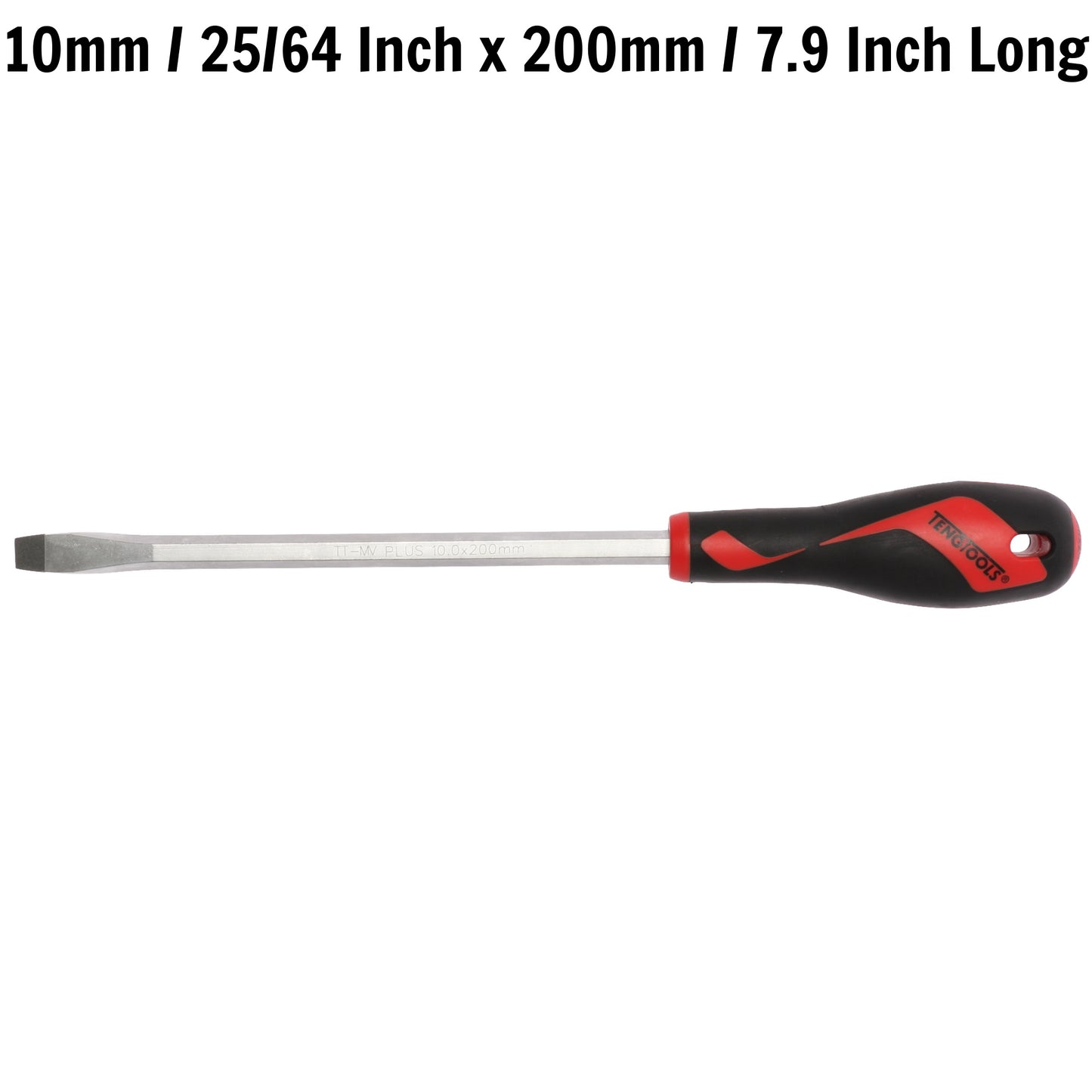 Teng Tools 10mm / 25/64 Inch x 200mm / 7.9 Inch Long Flat Type Slotted Head Screwdriver - MD935N