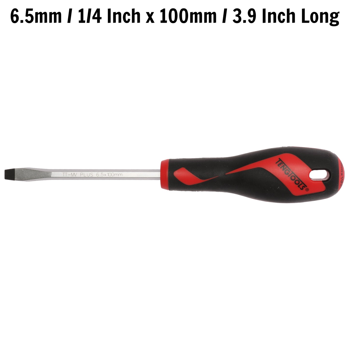 Teng Tools 6.5mm / 1/4 Inch x 100mm / 3.9 Inch Long Flat Type Slotted Head Screwdriver - MD932N