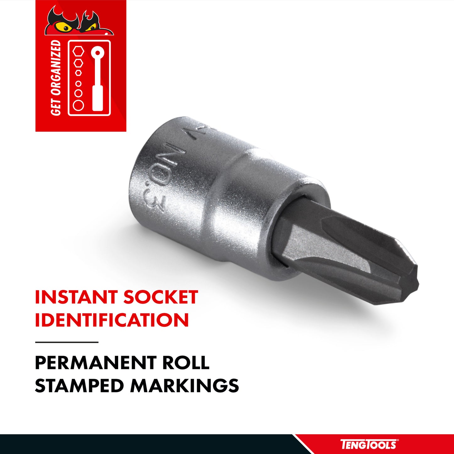 Teng Tools 1/4 Inch Drive Phillips PH Chrome Vanadium Sockets