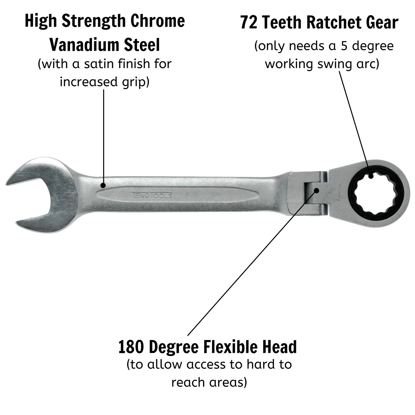 Teng Tools Flexible Head Ratcheting Combination Spanners